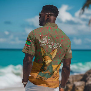 Mauritania Hawaiian Shirt - Cute Fennec Fox and Arabic Calligraphy Desert Design