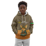 Mauritania Kid Hoodie - Cute Fennec Fox and Arabic Calligraphy Desert Design