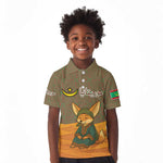 Mauritania Kid Polo Shirt - Cute Fennec Fox and Arabic Calligraphy Desert Design
