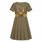 Mauritania Kid Short Sleeve Dress - Cute Fennec Fox and Arabic Calligraphy Desert Design