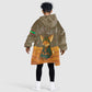 Mauritania Kid Wearable Blanket Hoodie - Cute Fennec Fox and Arabic Calligraphy Desert Design