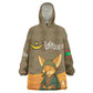 Mauritania Kid Wearable Blanket Hoodie - Cute Fennec Fox and Arabic Calligraphy Desert Design