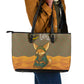 Mauritania Leather Tote Bag - Cute Fennec Fox and Arabic Calligraphy Desert Design