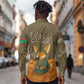 Mauritania Long Sleeve Button Shirt - Cute Fennec Fox and Arabic Calligraphy Desert Design