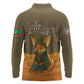 Mauritania Long Sleeve Polo Shirt - Cute Fennec Fox and Arabic Calligraphy Desert Design