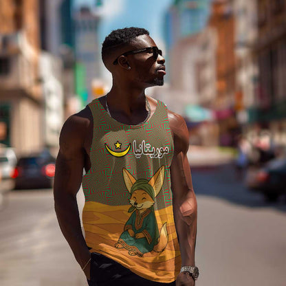 Mauritania Men Tank Top - Cute Fennec Fox and Arabic Calligraphy Desert Design
