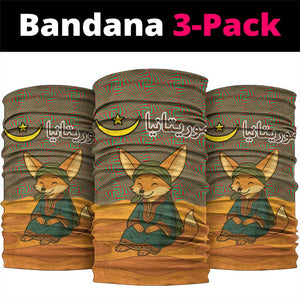 Mauritania Neck Gaiter - Cute Fennec Fox and Arabic Calligraphy Desert Design TS04