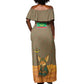 Mauritania Off Shoulder Maxi Dress - Cute Fennec Fox and Arabic Calligraphy Desert Design