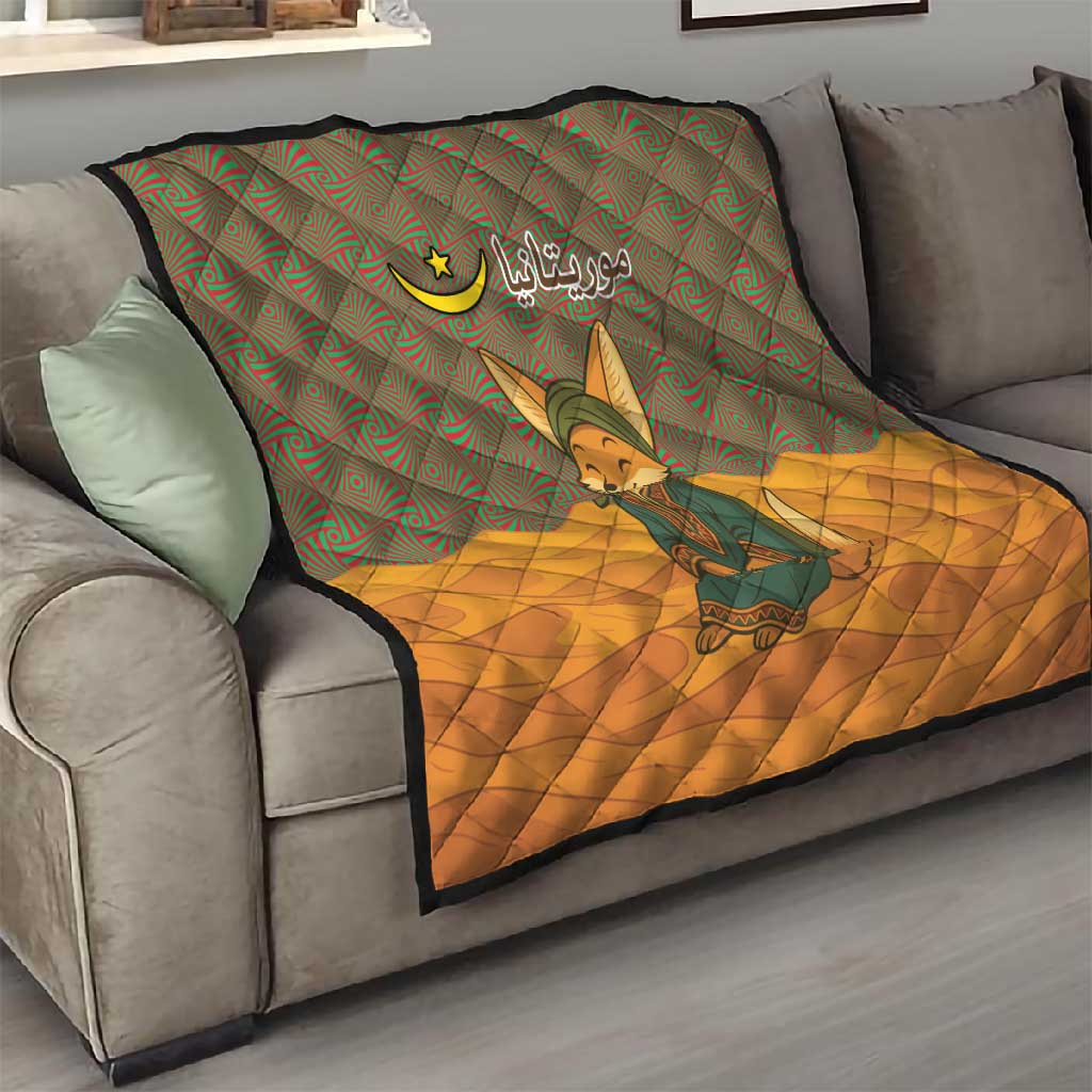 Mauritania Quilt - Cute Fennec Fox and Arabic Calligraphy Desert Design