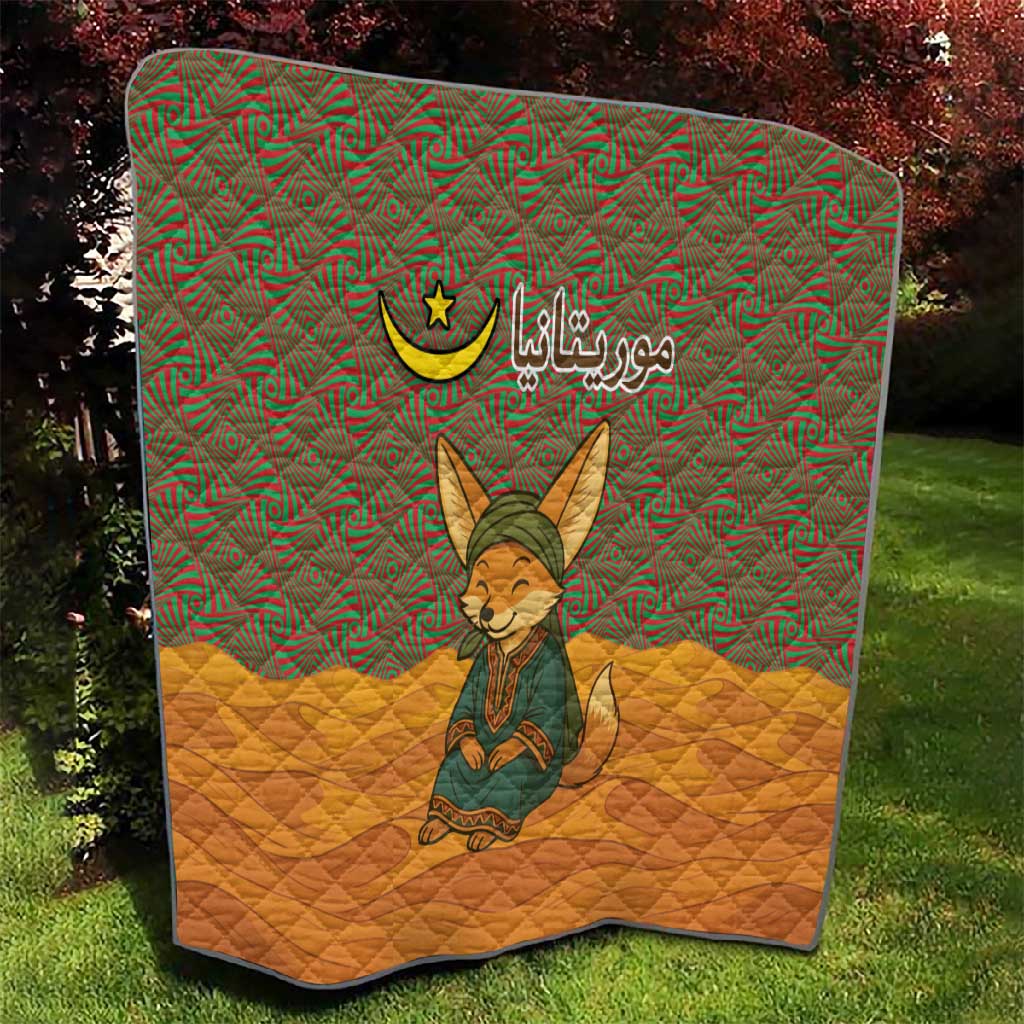 Mauritania Quilt - Cute Fennec Fox and Arabic Calligraphy Desert Design