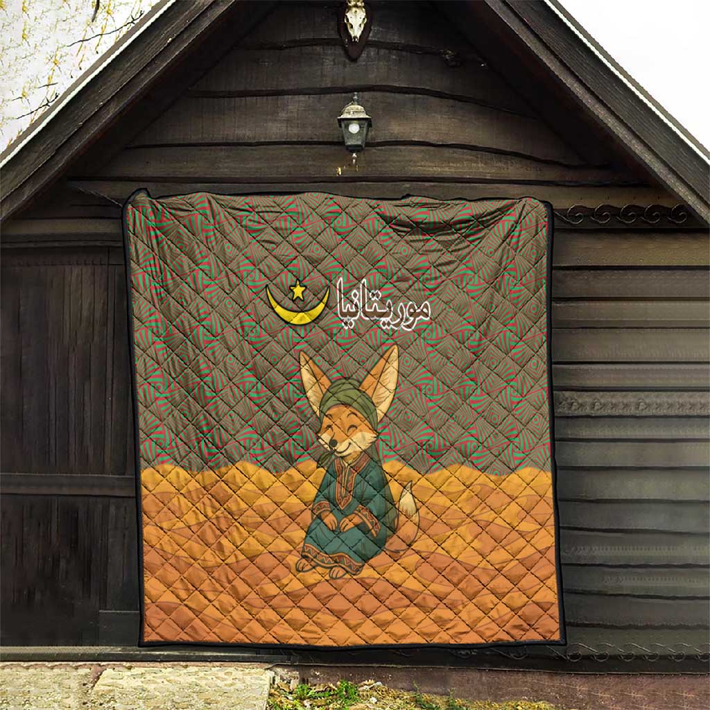 Mauritania Quilt - Cute Fennec Fox and Arabic Calligraphy Desert Design