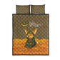 Mauritania Quilt Bed Set - Cute Fennec Fox and Arabic Calligraphy Desert Design