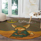 Mauritania Round Carpet - Cute Fennec Fox and Arabic Calligraphy Desert Design