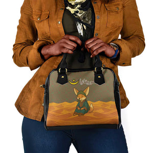 Mauritania Shoulder Handbag - Cute Fennec Fox and Arabic Calligraphy Desert Design