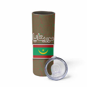 Mauritania Skinny Tumbler - Cute Fennec Fox and Arabic Calligraphy Desert Design