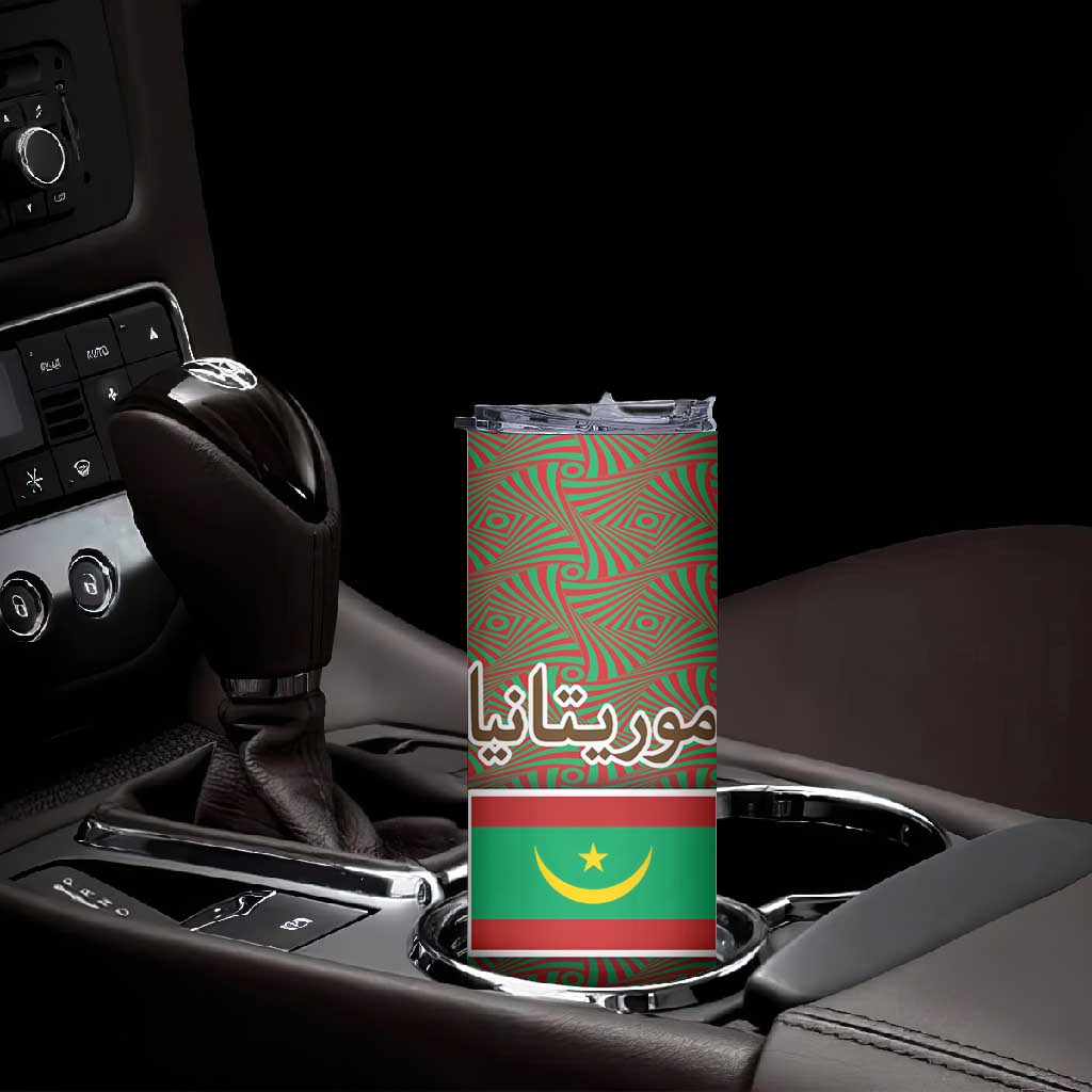 Mauritania Skinny Tumbler - Cute Fennec Fox and Arabic Calligraphy Desert Design