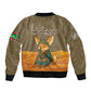 Mauritania Sleeve Zip Bomber Jacket - Cute Fennec Fox and Arabic Calligraphy Desert Design