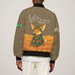 Mauritania Sleeve Zip Bomber Jacket - Cute Fennec Fox and Arabic Calligraphy Desert Design