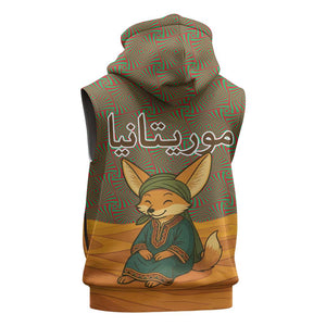 Mauritania Sleeveless Hoodie - Cute Fennec Fox and Arabic Calligraphy Desert Design - African Pride