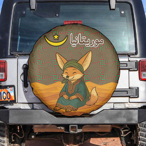 Mauritania Spare Tire Cover - Cute Fennec Fox and Arabic Calligraphy Desert Design