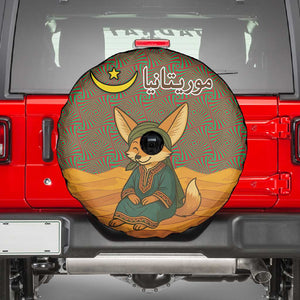 Mauritania Spare Tire Cover - Cute Fennec Fox and Arabic Calligraphy Desert Design