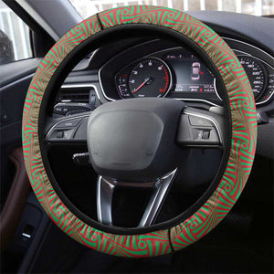 Mauritania Steering Wheel Cover - Cute Fennec Fox and Arabic Calligraphy Desert Design