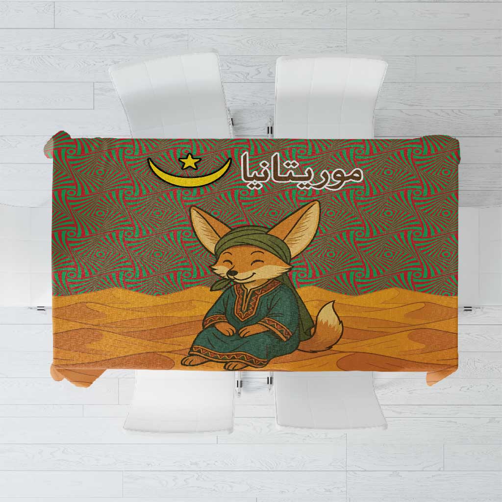 Mauritania Tablecloth - Cute Fennec Fox and Arabic Calligraphy Desert Design