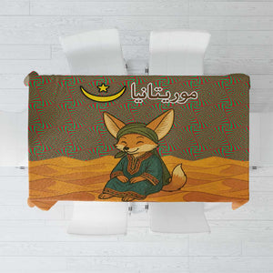 Mauritania Tablecloth - Cute Fennec Fox and Arabic Calligraphy Desert Design