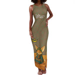 Mauritania Tank Maxi Dress - Cute Fennec Fox and Arabic Calligraphy Desert Design