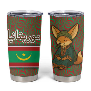 Mauritania Tumbler Cup - Cute Fennec Fox and Arabic Calligraphy Desert Design