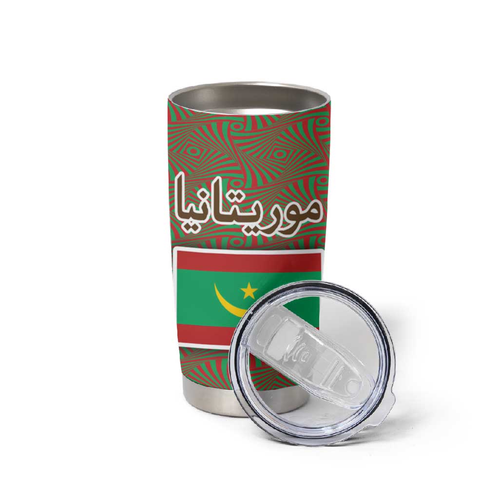 Mauritania Tumbler Cup - Cute Fennec Fox and Arabic Calligraphy Desert Design