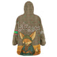 Mauritania Wearable Blanket Hoodie - Cute Fennec Fox and Arabic Calligraphy Desert Design