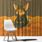 Mauritania Window Curtain - Cute Fennec Fox and Arabic Calligraphy Desert Design