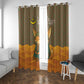 Mauritania Window Curtain - Cute Fennec Fox and Arabic Calligraphy Desert Design