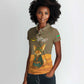 Mauritania Women Polo Shirt - Cute Fennec Fox and Arabic Calligraphy Desert Design