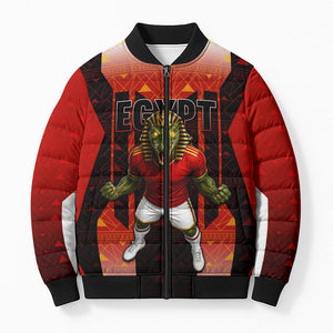 Personalized Egypt Soccer Sobek Crocodile Mascot Bomber Puffer Jacket Pharaoh Mascot Egyptian Hieroglyphic