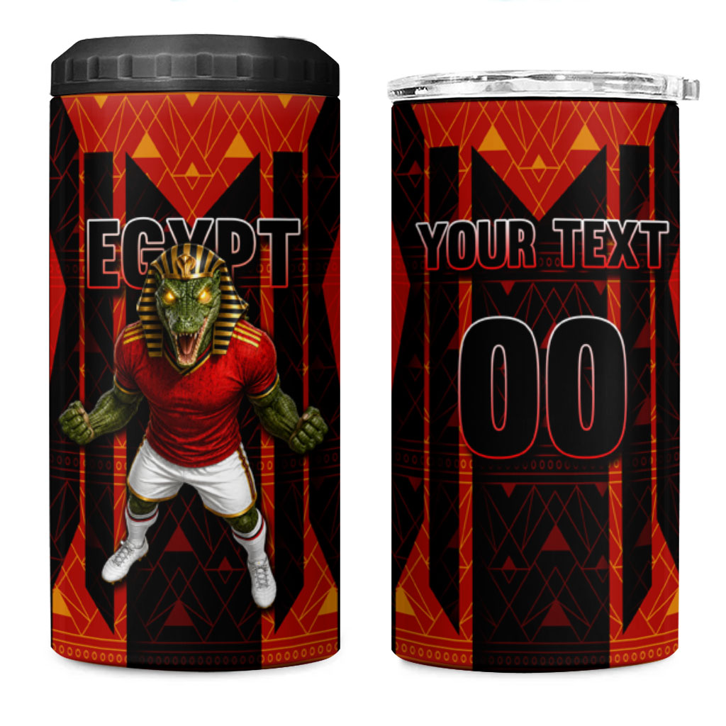 Personalized Egypt Soccer Sobek Crocodile Mascot 4 in 1 Can Cooler Tumbler Pharaoh Mascot Egyptian Hieroglyphic