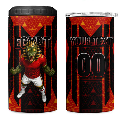 Personalized Egypt Soccer Sobek Crocodile Mascot 4 in 1 Can Cooler Tumbler Pharaoh Mascot Egyptian Hieroglyphic