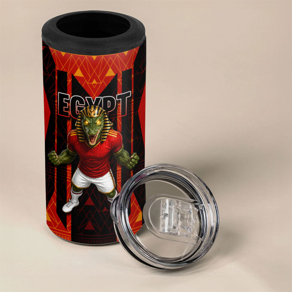 Personalized Egypt Soccer Sobek Crocodile Mascot 4 in 1 Can Cooler Tumbler Pharaoh Mascot Egyptian Hieroglyphic