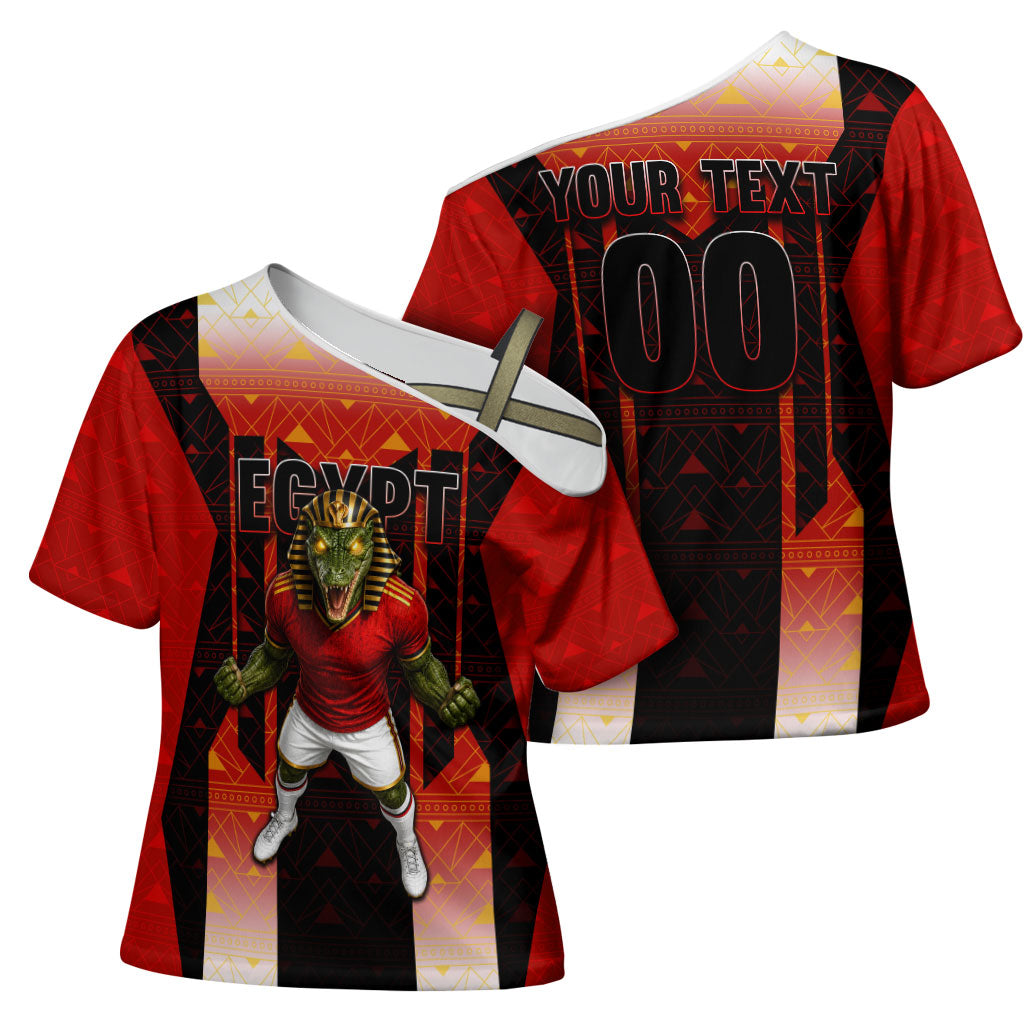 Personalized Egypt Soccer Sobek Crocodile Mascot Cross Shoulder Shirt Pharaoh Mascot Egyptian Hieroglyphic