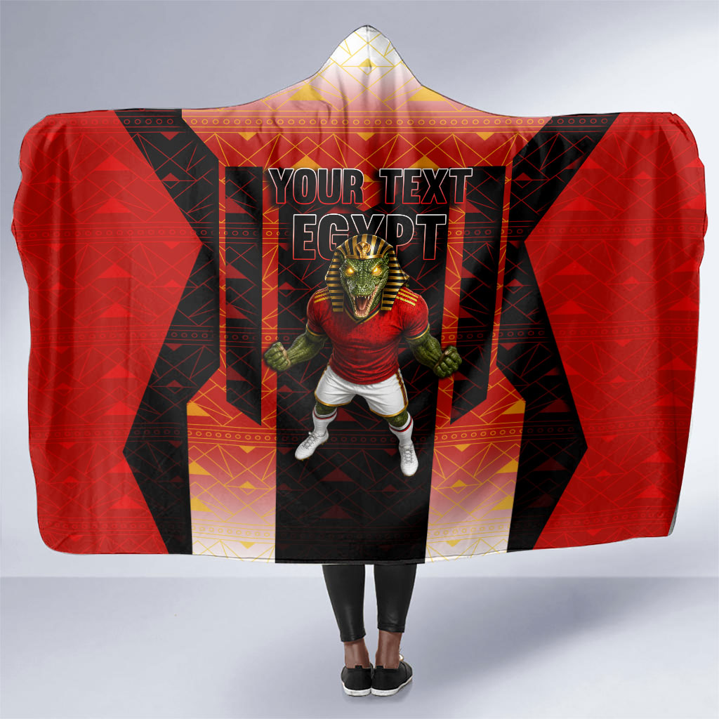 Personalized Egypt Soccer Sobek Crocodile Mascot Hooded Blanket Pharaoh Mascot Egyptian Hieroglyphic