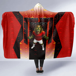 Personalized Egypt Soccer Sobek Crocodile Mascot Hooded Blanket Pharaoh Mascot Egyptian Hieroglyphic