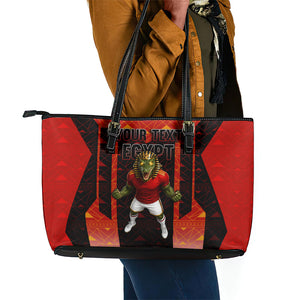 Personalized Egypt Soccer Sobek Crocodile Mascot Leather Tote Bag Pharaoh Mascot Egyptian Hieroglyphic