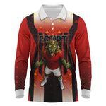 Personalized Egypt Soccer Sobek Crocodile Mascot Long Sleeve Polo Shirt Pharaoh Mascot Egyptian Hieroglyphic