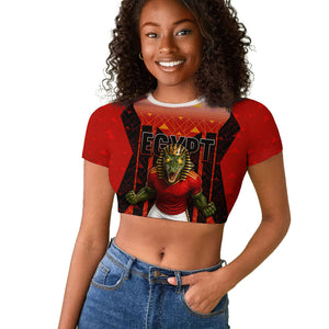 Personalized Egypt Soccer Sobek Crocodile Mascot Raglan Cropped T shirt Pharaoh Mascot Egyptian Hieroglyphic