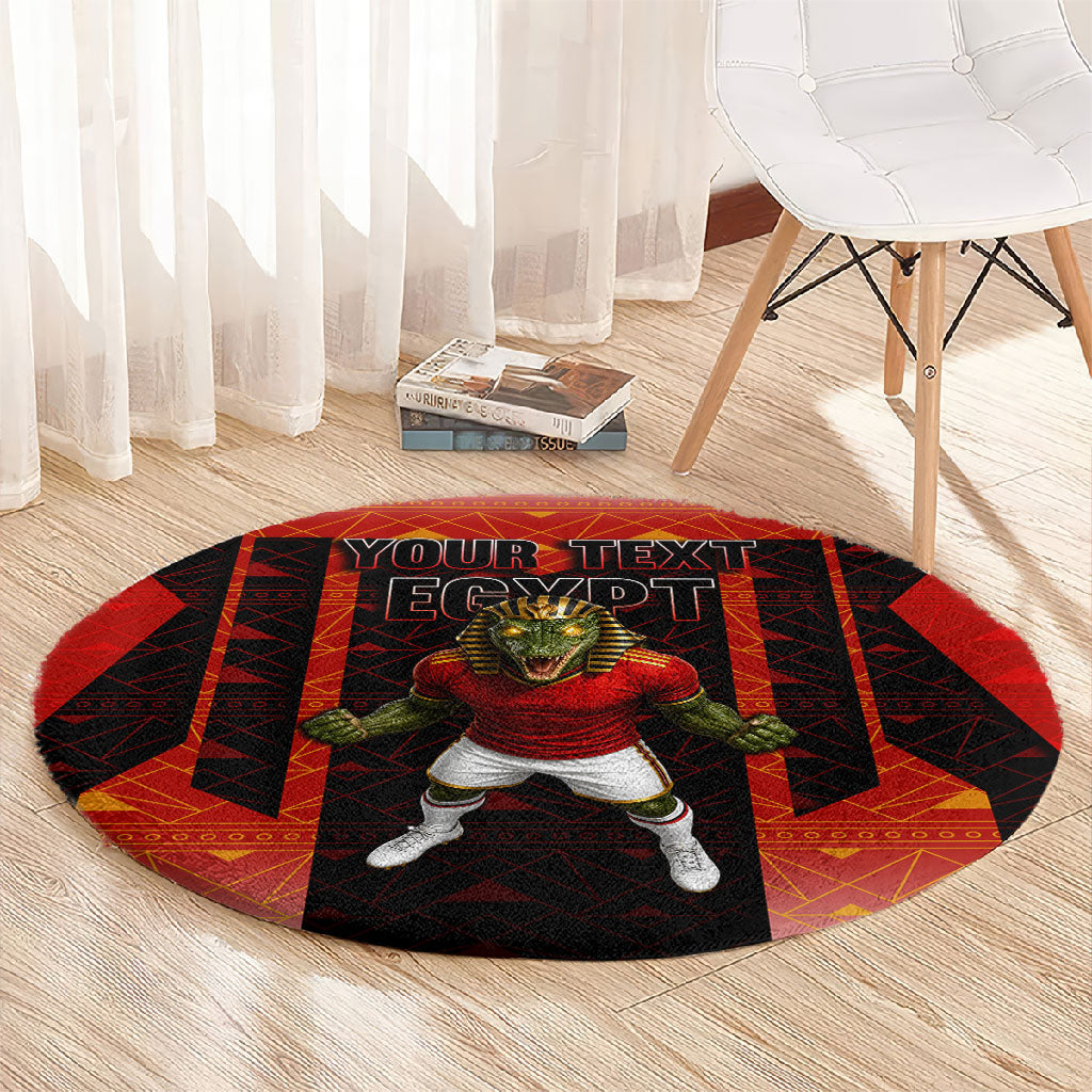 Personalized Egypt Soccer Sobek Crocodile Mascot Round Carpet Pharaoh Mascot Egyptian Hieroglyphic