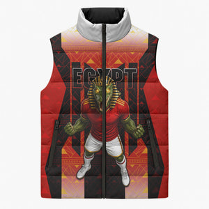 Personalized Egypt Soccer Sobek Crocodile Mascot Sleeveless Puffer Jacket Pharaoh Mascot Egyptian Hieroglyphic