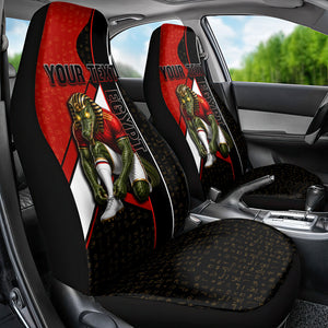 Personalized Egypt Soccer Sobek Crocodile Mascot Car Seat Cover Ancient Egyptian Hieroglyphic Stripe