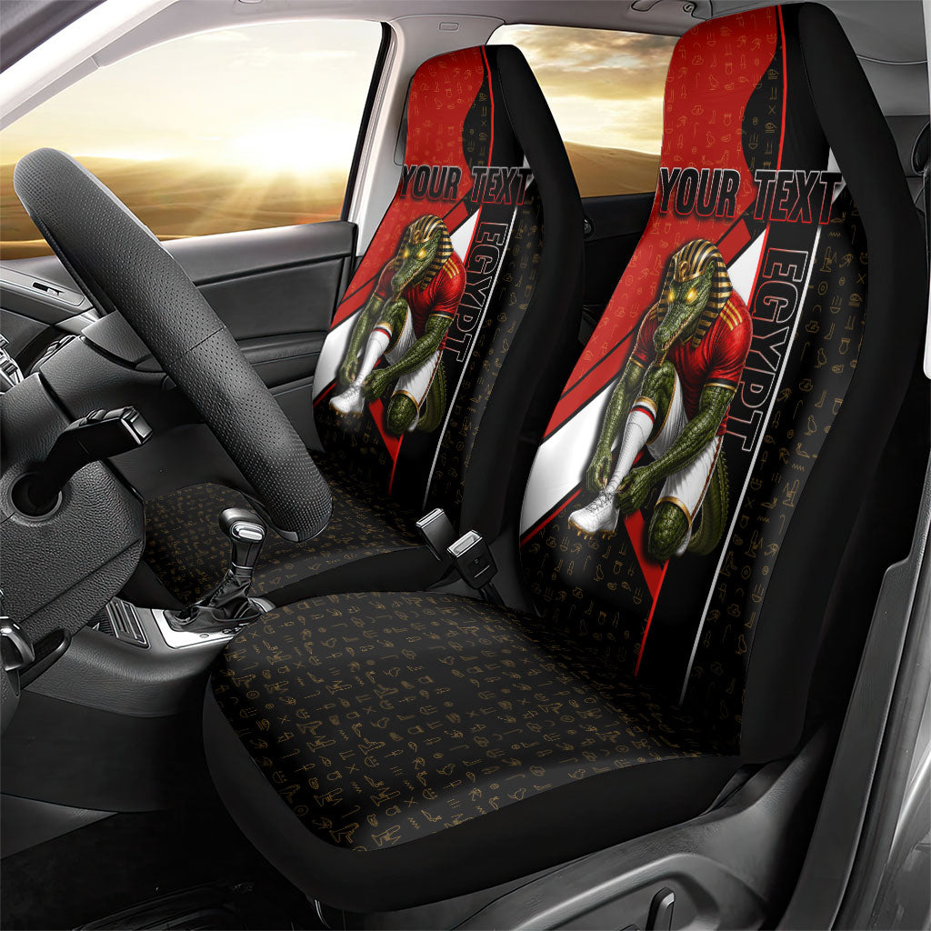 Personalized Egypt Soccer Sobek Crocodile Mascot Car Seat Cover Ancient Egyptian Hieroglyphic Stripe