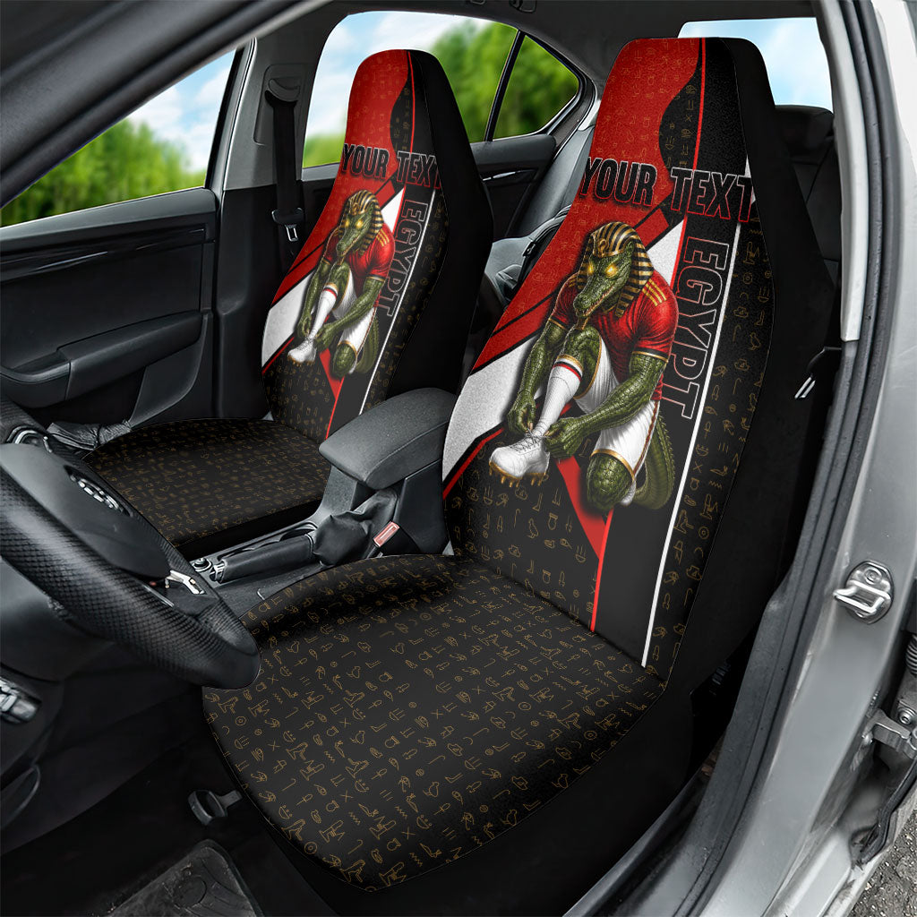 Personalized Egypt Soccer Sobek Crocodile Mascot Car Seat Cover Ancient Egyptian Hieroglyphic Stripe